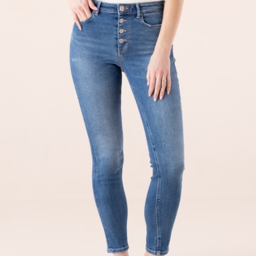 OLD NAVY Super Skinny High Rise Ankle Jeans Button Fly Size 12